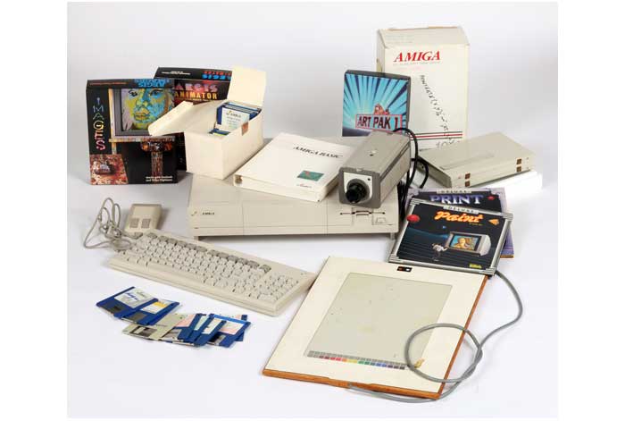 4_Commodore_Amiga_computer_equipment_used_by_Andy_Warhol_1985-86_verge_super_wide